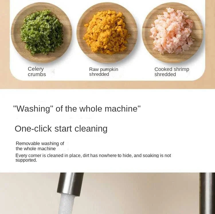 Handheld Electric 4-in-1 Vegetable Cutter Slicer - Stainless Steel Kitchen Accessory for Garlic Pepper Celery Ginger Meat with Brush